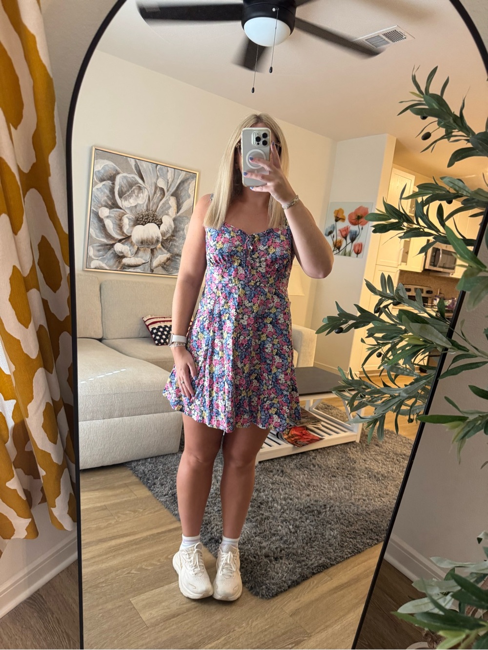 Old Navy Floral Mini Dress in Purple and Pink
